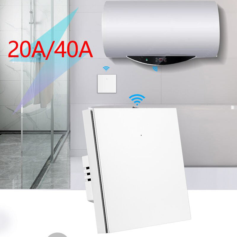 Tuya Smart EU Standard Push Button Switch, 20A/40A High Power WiFi Smart Water Heater Switch with Voice & Timing Function