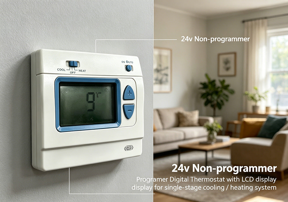 XGF24 24V Nicht programmierbarer digitaler Thermostat, quecksilberfreier elektronischer Thermostat für einstufige Heiz- und Kühl-Elektrosysteme