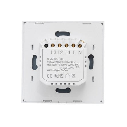 XFG-111 86 Type Zigbee Touch Smart Wall Switch Single Fire No Capacitor Tuya Smart Life App Voice Control Compatible with Alexa Google Home IFTTT 1/2/3 Gang White Black Gold ABS+PC Fireproof Panel AC220-240V