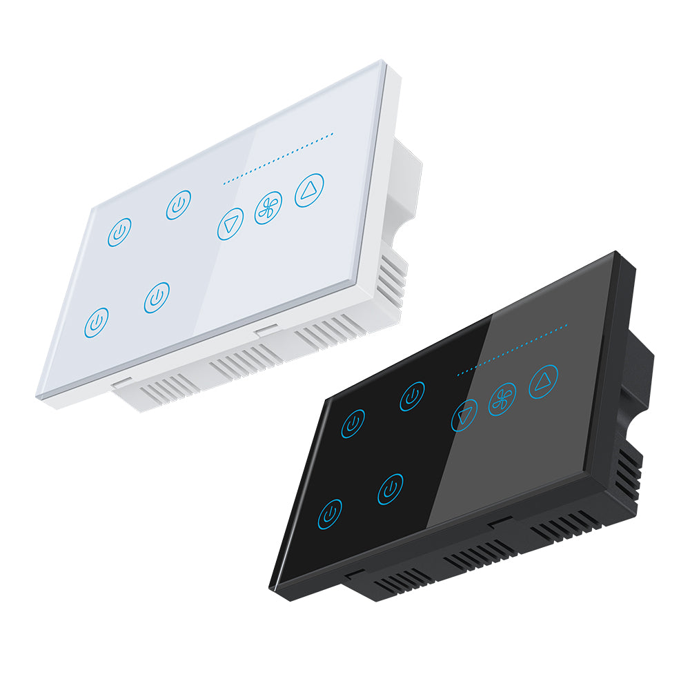 XFG-1436 4 Light+ 1 Fan EU& UK Standard Smart Voice Control Switch supports WIFI smartlife app and Voice control by TUYA, Tmall genie, Amazon alexa, google