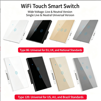 US Standard US standard single live & neutral wire universal Smart WiFi Touch Switch, Tuya, Alexa Voice Control WiFi Smart Switch