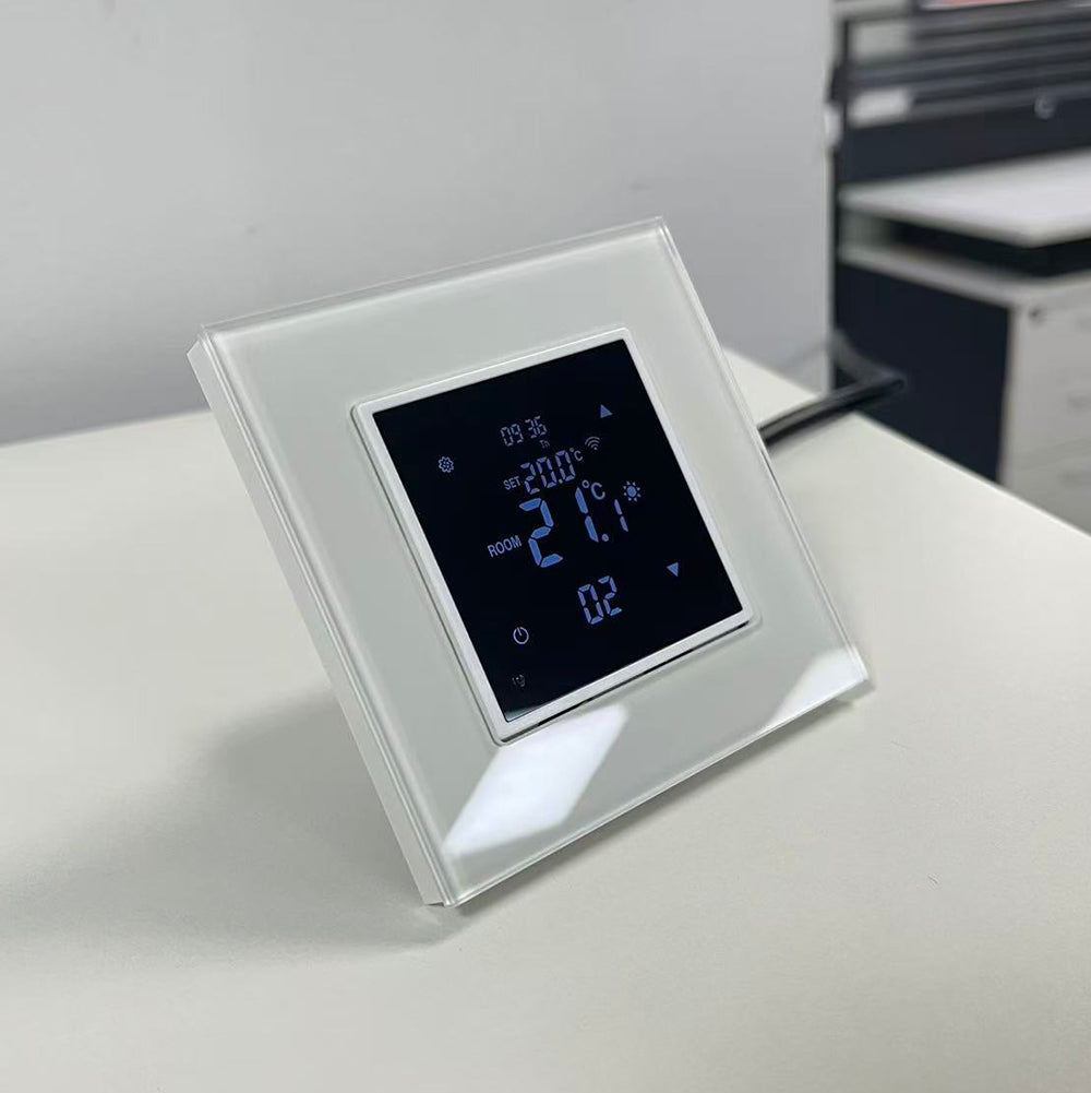8927-water/electric heating /boiler 16A smart WiFi thermostat w/ anti-scratch tempered glass frame EU standard-white