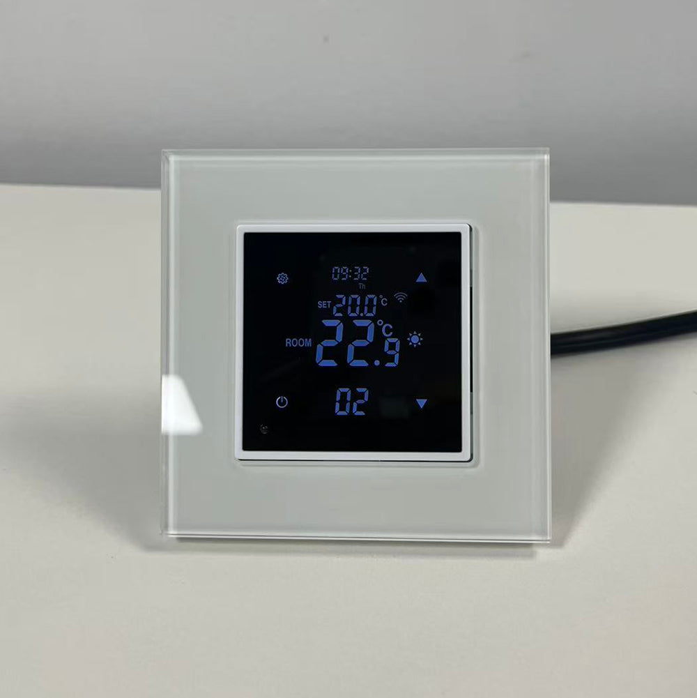 8927-water/electric heating /boiler 16A smart WiFi thermostat w/ anti-scratch tempered glass frame EU standard-white