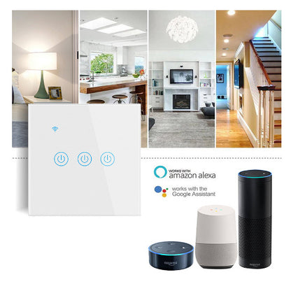 XFG-111 86 Type Zigbee Touch Smart Wall Switch Single Fire No Capacitor Tuya Smart Life App Voice Control Compatible with Alexa Google Home IFTTT 1/2/3 Gang White Black Gold ABS+PC Fireproof Panel AC220-240V