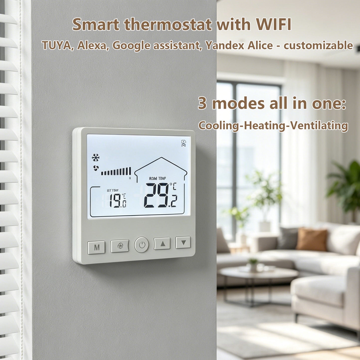 705 RS-485 Smart WiFi Fan Coil Unit Thermostat with Alexa & Google Assistant