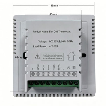 705 RS-485 Smart WiFi Fan Coil Unit Thermostat with Alexa & Google Assistant - 2 pipes 1 ch singe stage