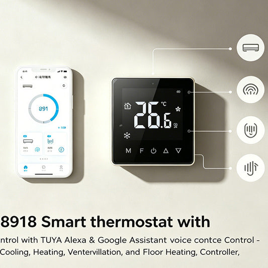 8918-Zigbee Fan Coil Unit Smart Thermostat - 2 pipe 1ch Heating or cooling single stage