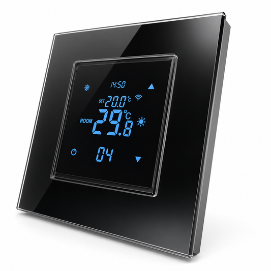 8927blk water/electric heating /boiler 16A smart WiFi thermostat w/ EU standard smartlife app control, TUYA, Google, alexa voice control