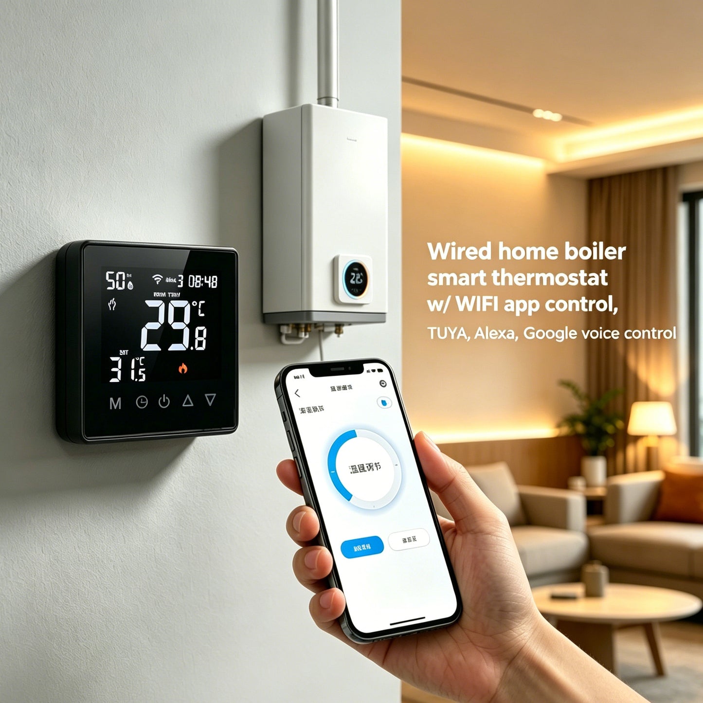 8930 EU Smart Thermostat for Electric Heating Water Heating Wall-Hung Boiler Intelligent Temperature Control for energy saving
