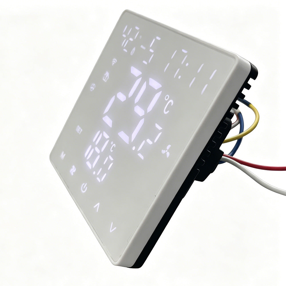 8971-EU Fan Coil Unit Smart Thermostat for air conditioning, LED Display NTC HVAC Thermostat for  central air conditioning AC220V for Home Office School (white)