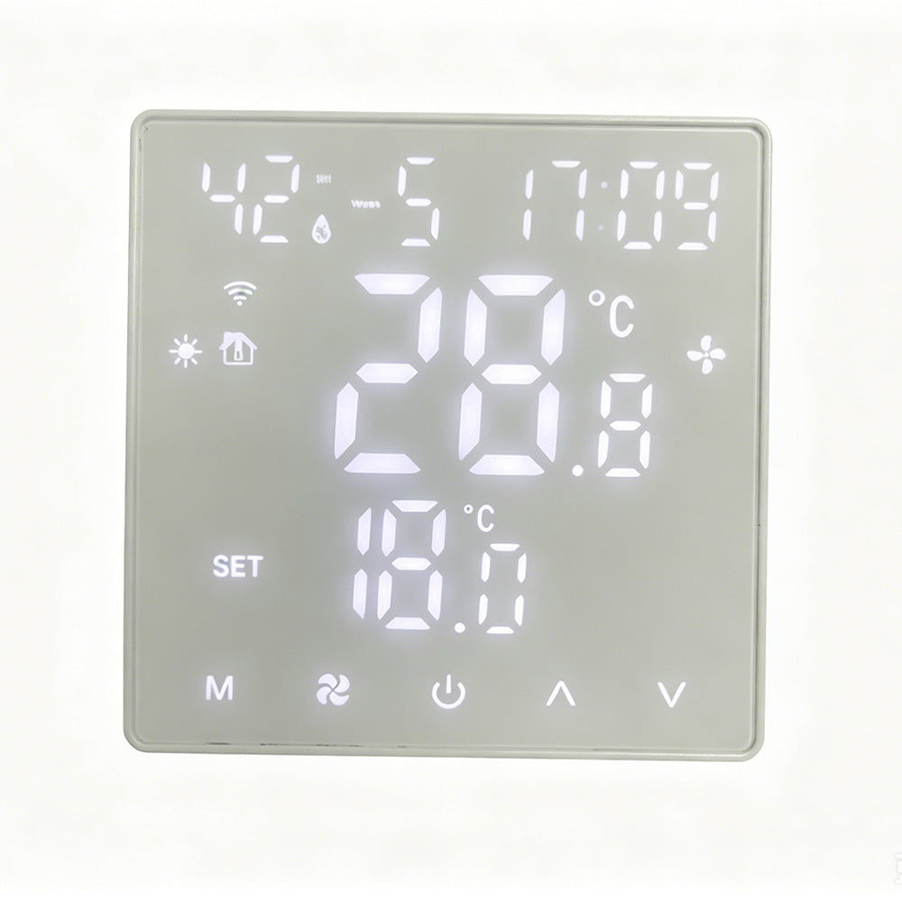 8971-EU Fan Coil Unit Smart Thermostat for air conditioning, LED Display NTC HVAC Thermostat for  central air conditioning AC220V for Home Office School (white)