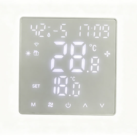 8971-86 type  smart thermostat energy saving for home, office, hotel centrial air conditioning, LED Display NTC HVAC Thermostat w/ AC220V for Home Office School (white)
