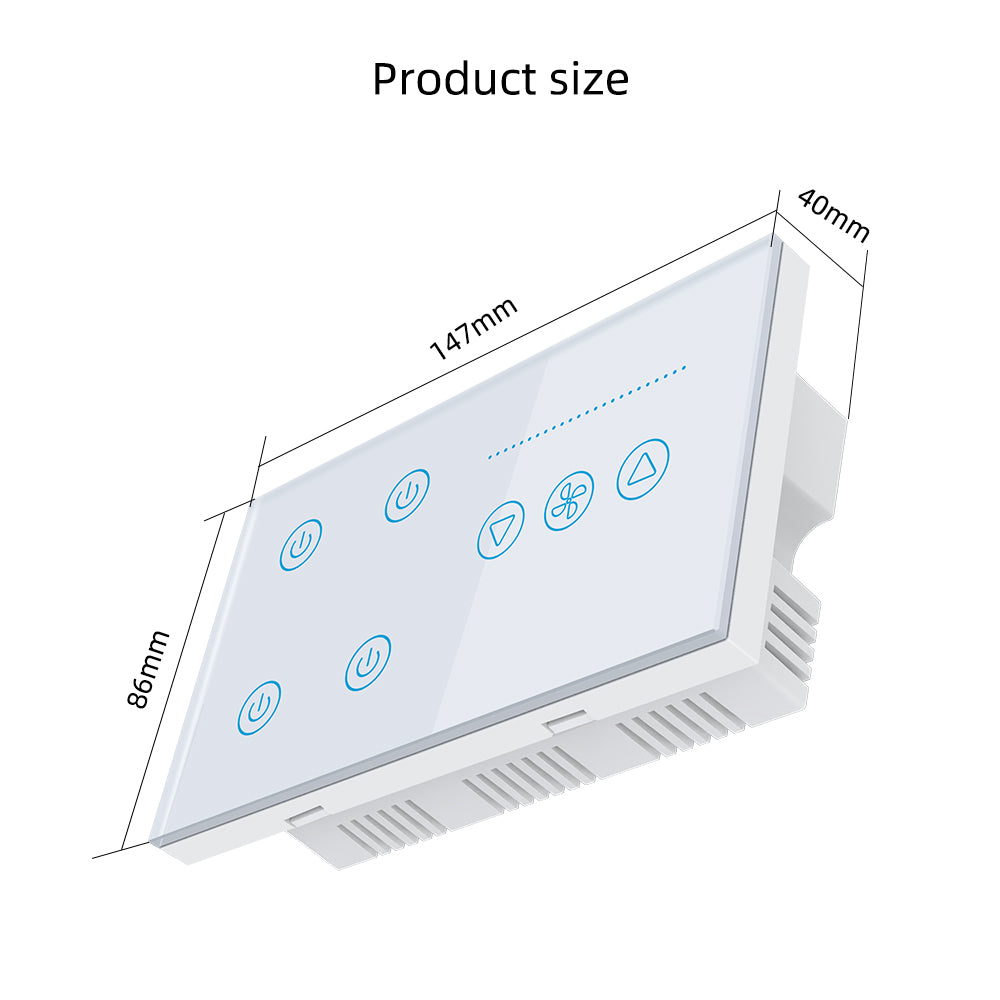 XFG-1436 4 Light+ 1 Fan EU& UK Standard Smart Voice Control Switch supports WIFI smartlife app and Voice control by TUYA, Tmall genie, Amazon alexa, google