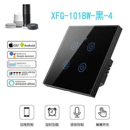 US Standard US standard single live & neutral wire universal Smart WiFi Touch Switch, Tuya, Alexa Voice Control WiFi Smart Switch