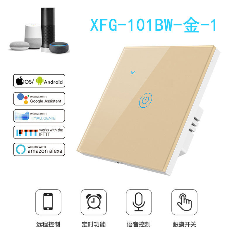 US Standard US standard single live & neutral wire universal Smart WiFi Touch Switch, Tuya, Alexa Voice Control WiFi Smart Switch