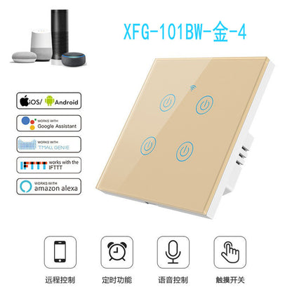 US Standard US standard single live & neutral wire universal Smart WiFi Touch Switch, Tuya, Alexa Voice Control WiFi Smart Switch