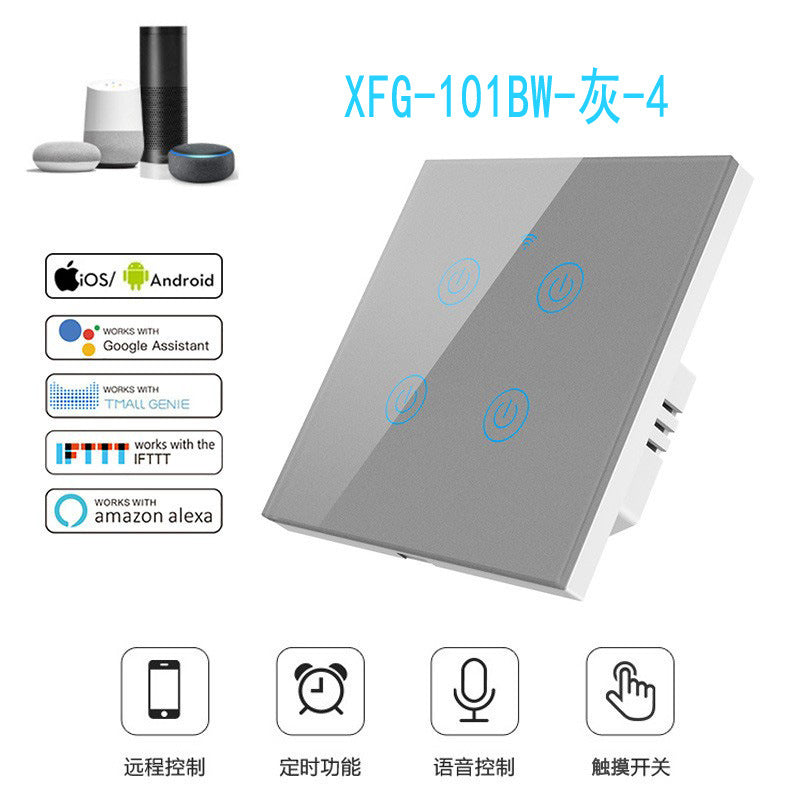 US Standard US standard single live & neutral wire universal Smart WiFi Touch Switch, Tuya, Alexa Voice Control WiFi Smart Switch