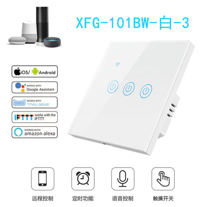 US Standard US standard single live & neutral wire universal Smart WiFi Touch Switch, Tuya, Alexa Voice Control WiFi Smart Switch