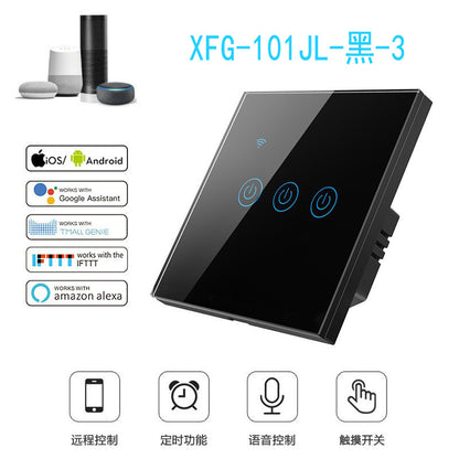 EU & UK Universal Single Live-Neutral Wire Smart WiFi Touch Switch, Tuya, Alexa Voice Control WiFi Smart Switch
