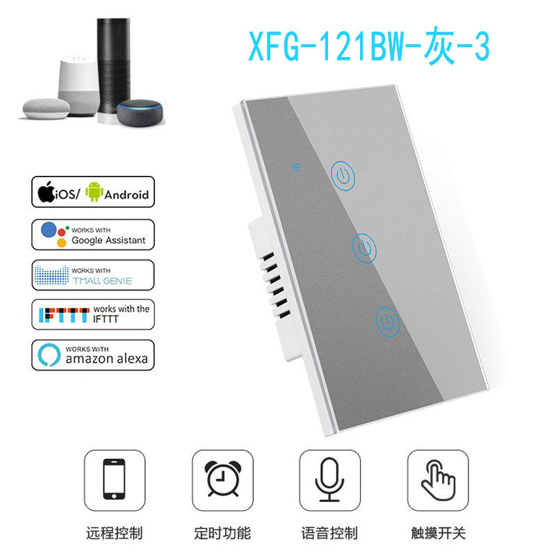 US Standard US standard single live & neutral wire universal Smart WiFi Touch Switch, Tuya, Alexa Voice Control WiFi Smart Switch
