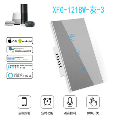US Standard US standard single live & neutral wire universal Smart WiFi Touch Switch, Tuya, Alexa Voice Control WiFi Smart Switch