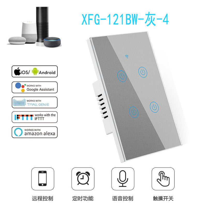 US Standard US standard single live & neutral wire universal Smart WiFi Touch Switch, Tuya, Alexa Voice Control WiFi Smart Switch