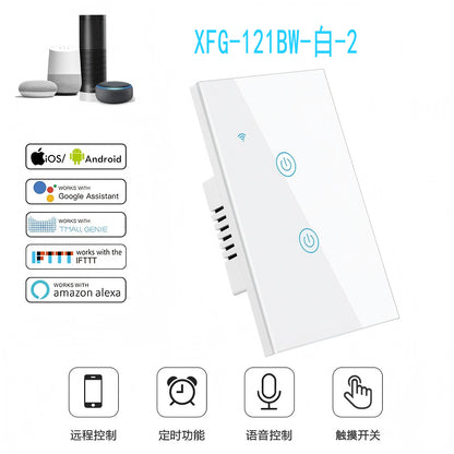 US Standard US standard single live & neutral wire universal Smart WiFi Touch Switch, Tuya, Alexa Voice Control WiFi Smart Switch