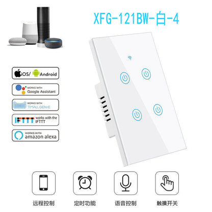 US Standard US standard single live & neutral wire universal Smart WiFi Touch Switch, Tuya, Alexa Voice Control WiFi Smart Switch