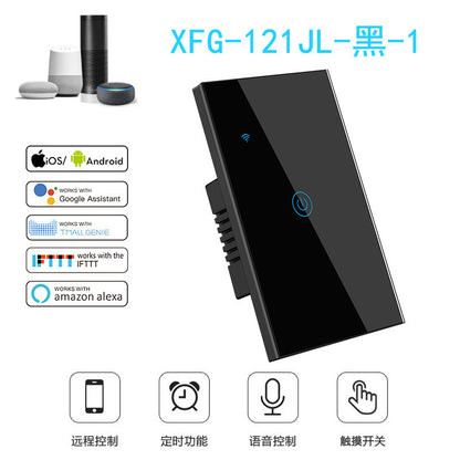 US Standard US standard single live & neutral wire universal Smart WiFi Touch Switch, Tuya, Alexa Voice Control WiFi Smart Switch