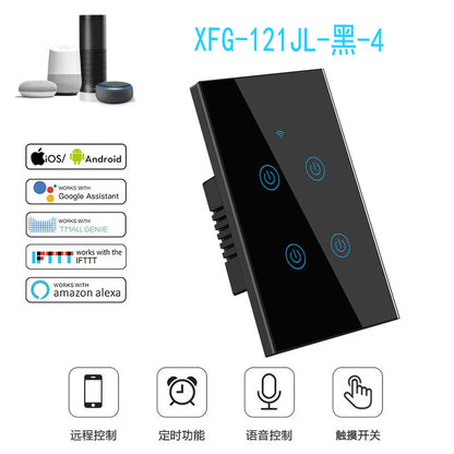 US Standard US standard single live & neutral wire universal Smart WiFi Touch Switch, Tuya, Alexa Voice Control WiFi Smart Switch