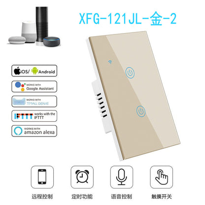 US Standard US standard single live & neutral wire universal Smart WiFi Touch Switch, Tuya, Alexa Voice Control WiFi Smart Switch