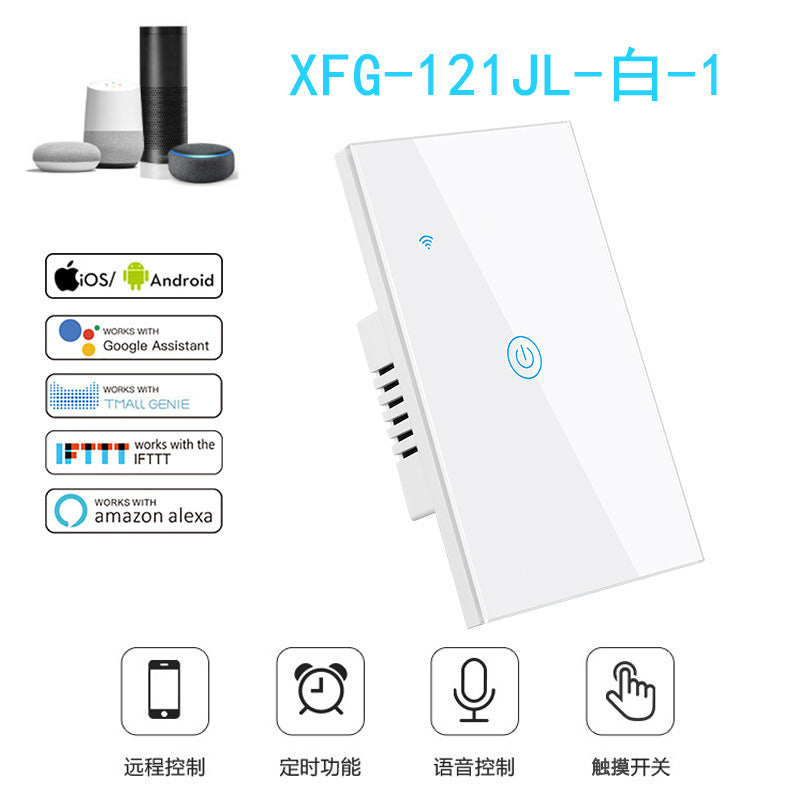 US Standard US standard single live & neutral wire universal Smart WiFi Touch Switch, Tuya, Alexa Voice Control WiFi Smart Switch