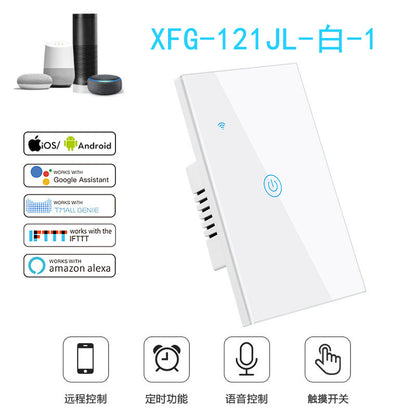 US Standard US standard single live & neutral wire universal Smart WiFi Touch Switch, Tuya, Alexa Voice Control WiFi Smart Switch