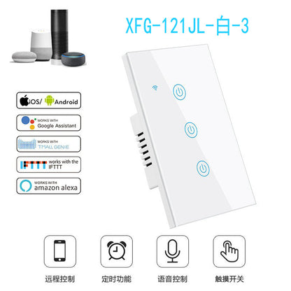 US Standard US standard single live & neutral wire universal Smart WiFi Touch Switch, Tuya, Alexa Voice Control WiFi Smart Switch