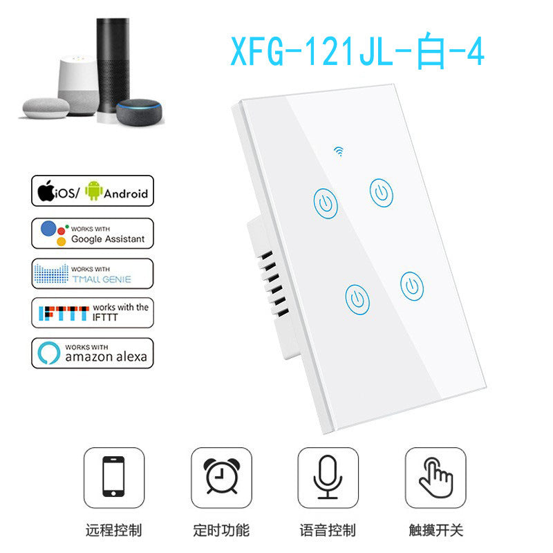 US Standard US standard single live & neutral wire universal Smart WiFi Touch Switch, Tuya, Alexa Voice Control WiFi Smart Switch