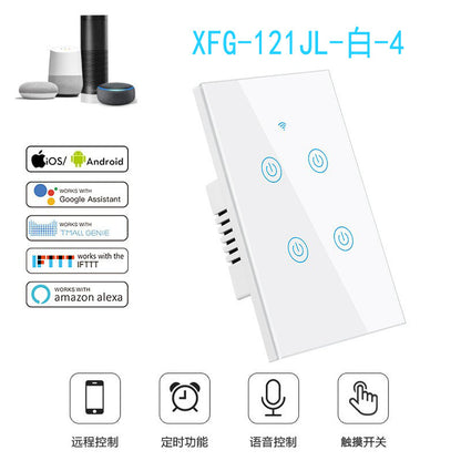 US Standard US standard single live & neutral wire universal Smart WiFi Touch Switch, Tuya, Alexa Voice Control WiFi Smart Switch